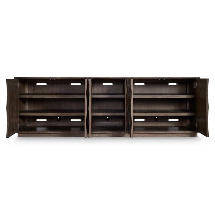 Linea Entertainment Console in Cerused Charcoal Finish