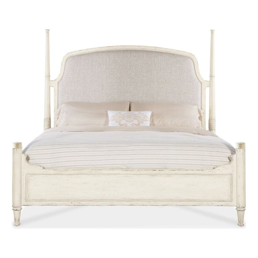 Beds Heritage King Upholstered Poster Bed - Light Wood