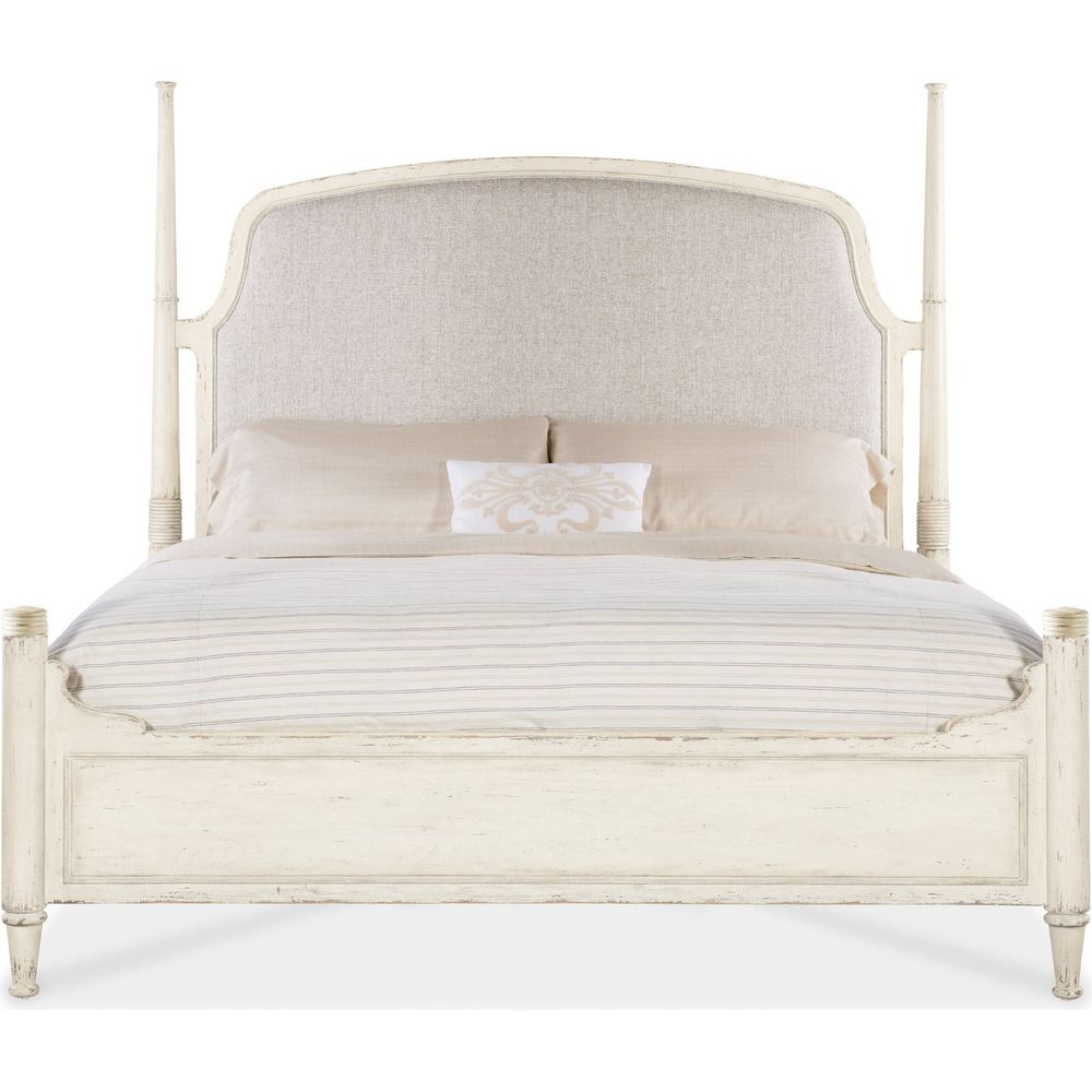 Beds Americana King Upholstered Poster Bed - Light Wood
