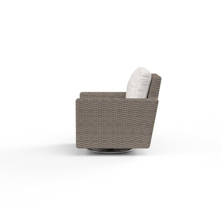 Outdoor Lounge Chairs Coronado Swivel Rocker in Canvas Flax w/ Self Welt