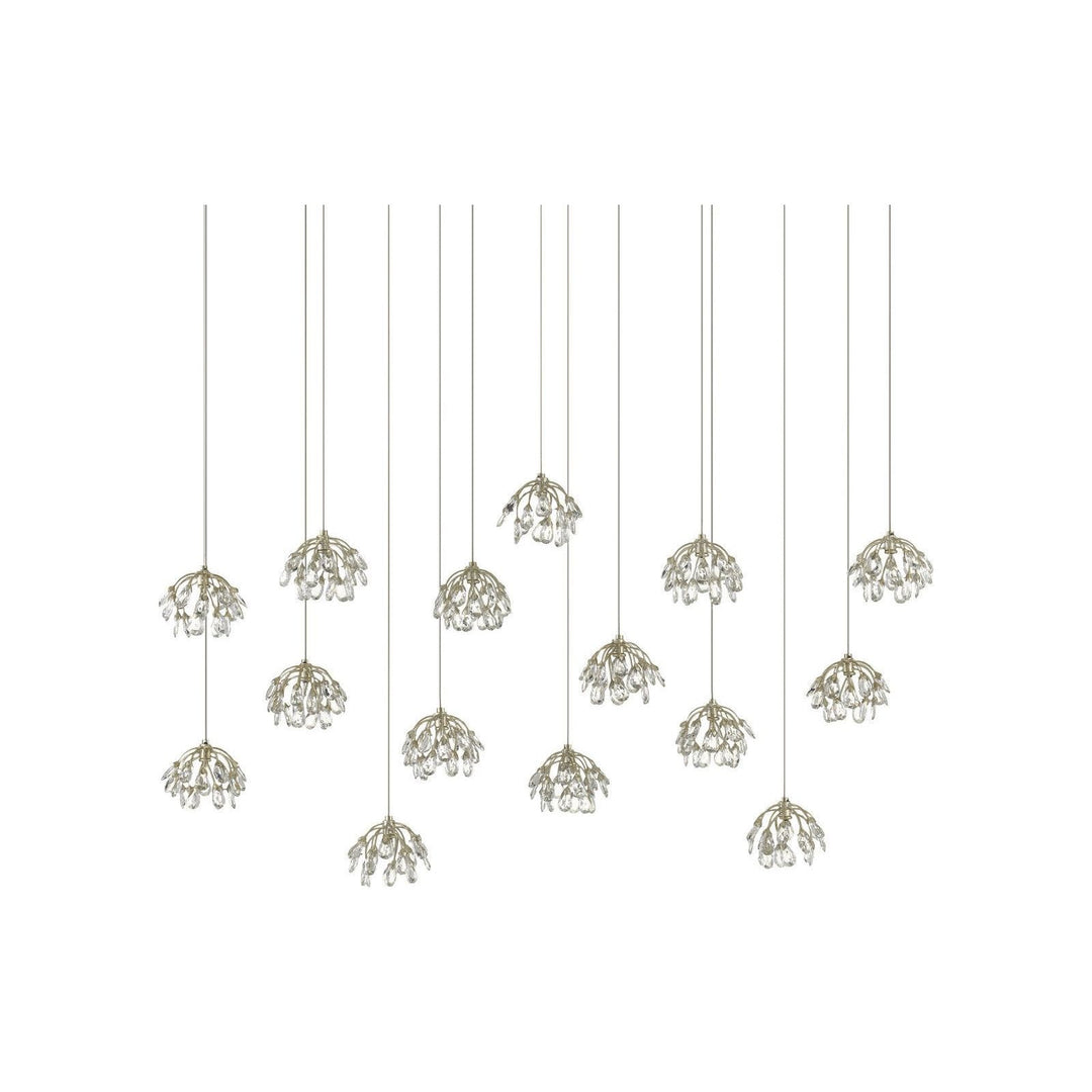 Crystal Bud 15-Light Linear Multi-Drop Pendant