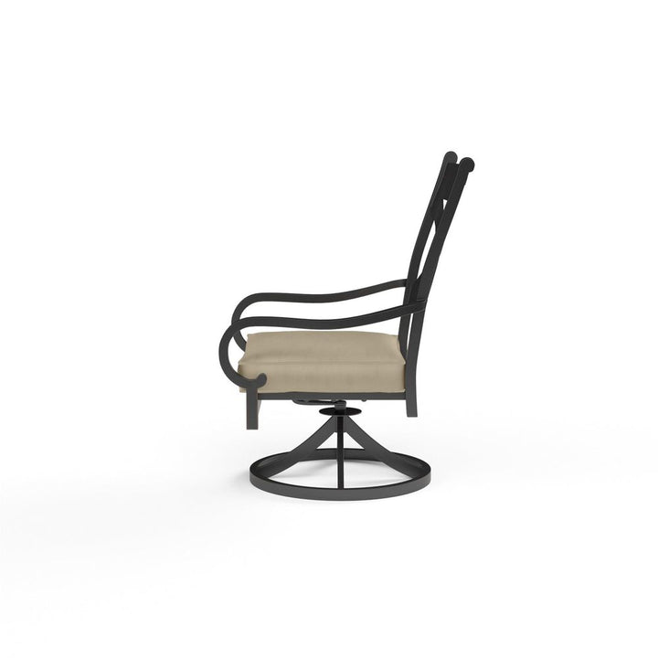 Outdoor Dining Chairs Monterey Swivel Dining Chair in Linen Stone w/ Selt Welt