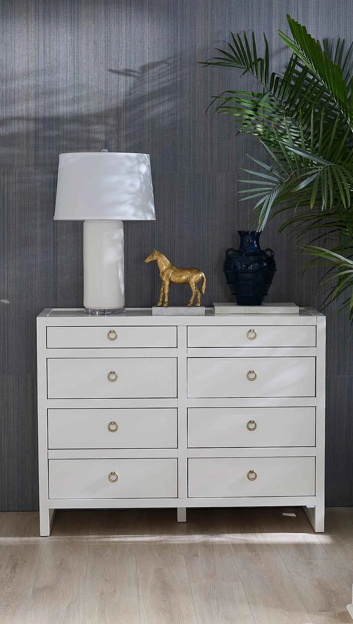 Newton Large 8-Drawer White Pearl