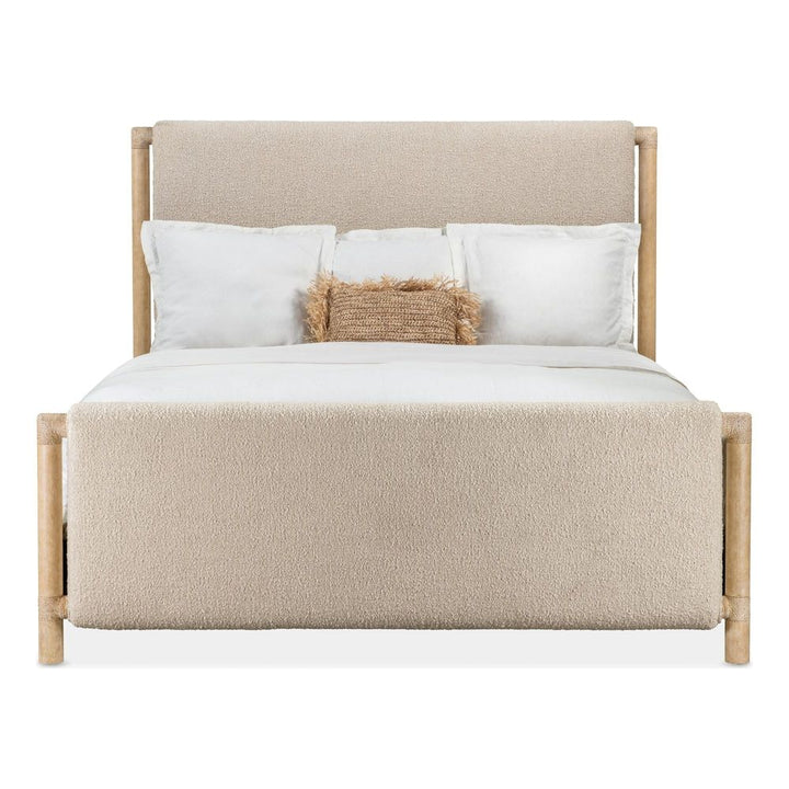 Beds Solace Queen Upholstered Panel Bed - Light Wood