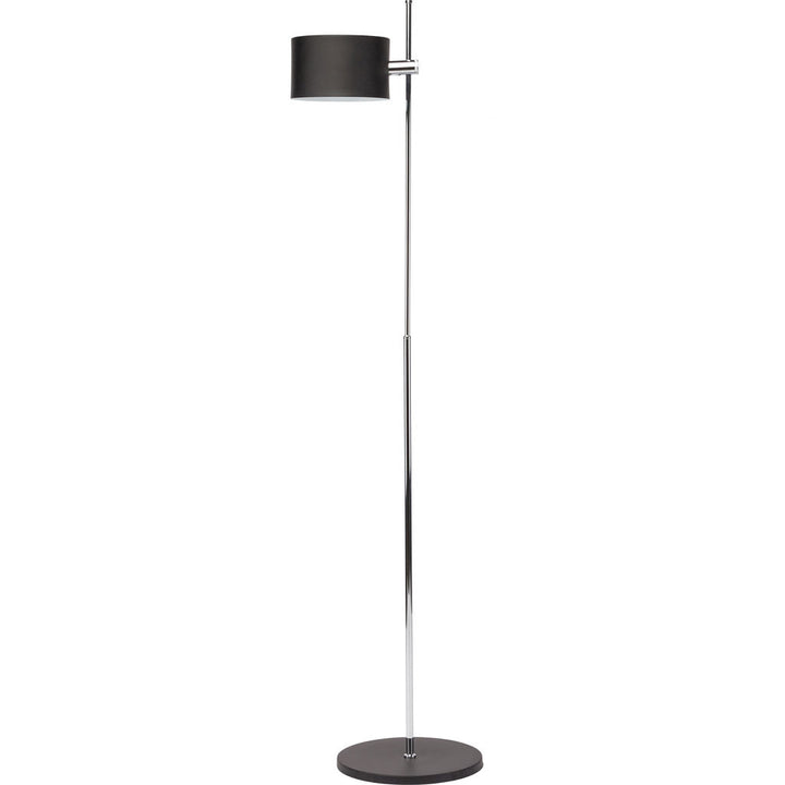 Side view of the Nuevo Minsk Floor Lamp in black with silver-tone stem
