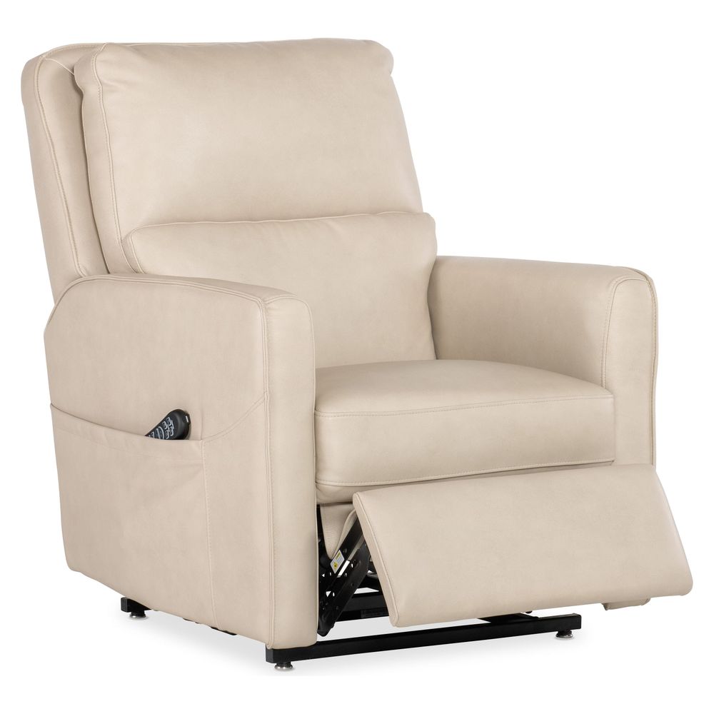 Velour Power Recliner w/ Power Headrest, Lumbar, and Lift - Beige