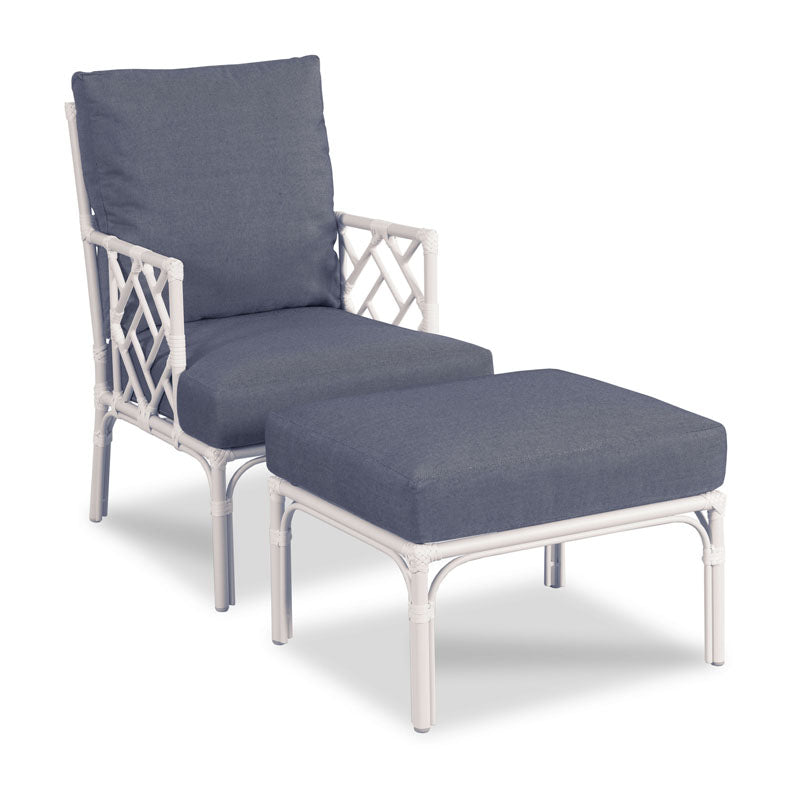 Carlyle Outdoor Ottoman-Woodbridge Furniture-WOODB-O-TF706-67-Stools & OttomansCloud White Finish-1-France and Son