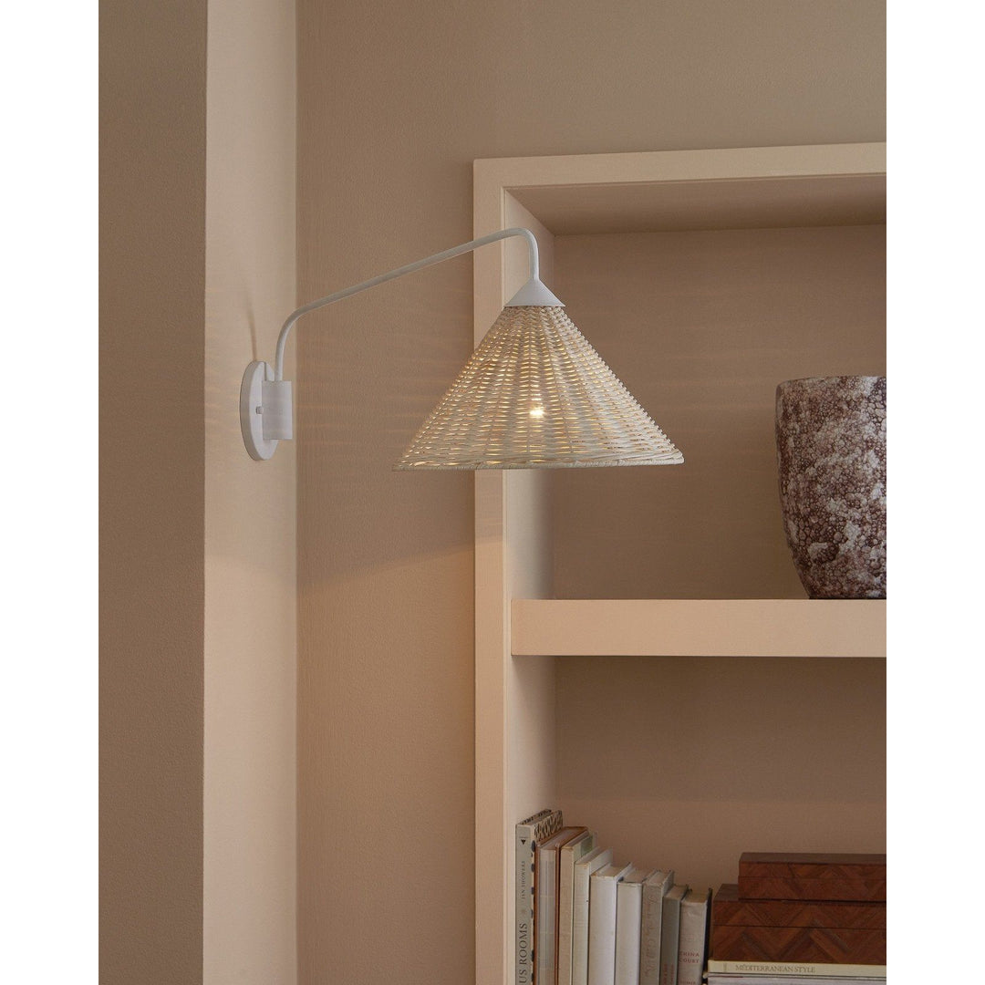 Basket White Swing-Arm Wall Sconce