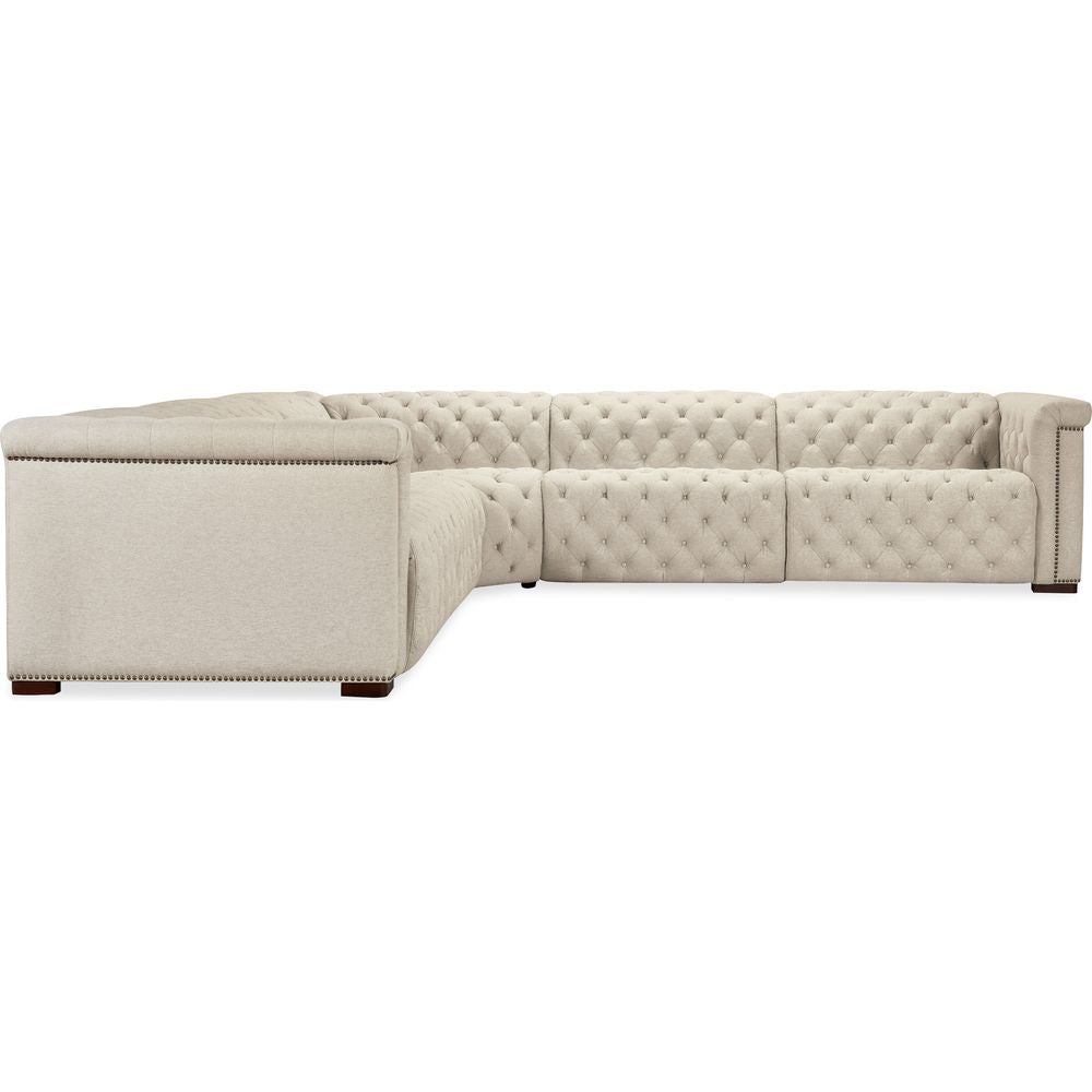 Savion Deux 5 Seat Sectional with Four Power Recliners and Six Power Headrests - Beige