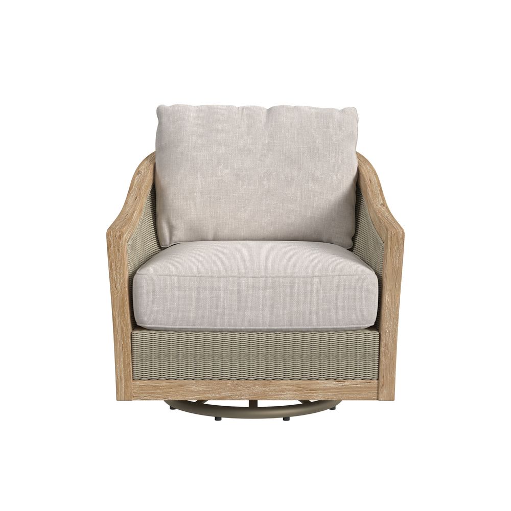 Outdoor Lounge Chairs Cambria Swivel Club Chair in Canvas Canvas w/ Self Welt