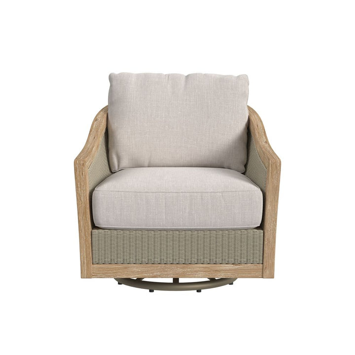 Outdoor Lounge Chairs Cambria Swivel Club Chair in Canvas Canvas w/ Self Welt