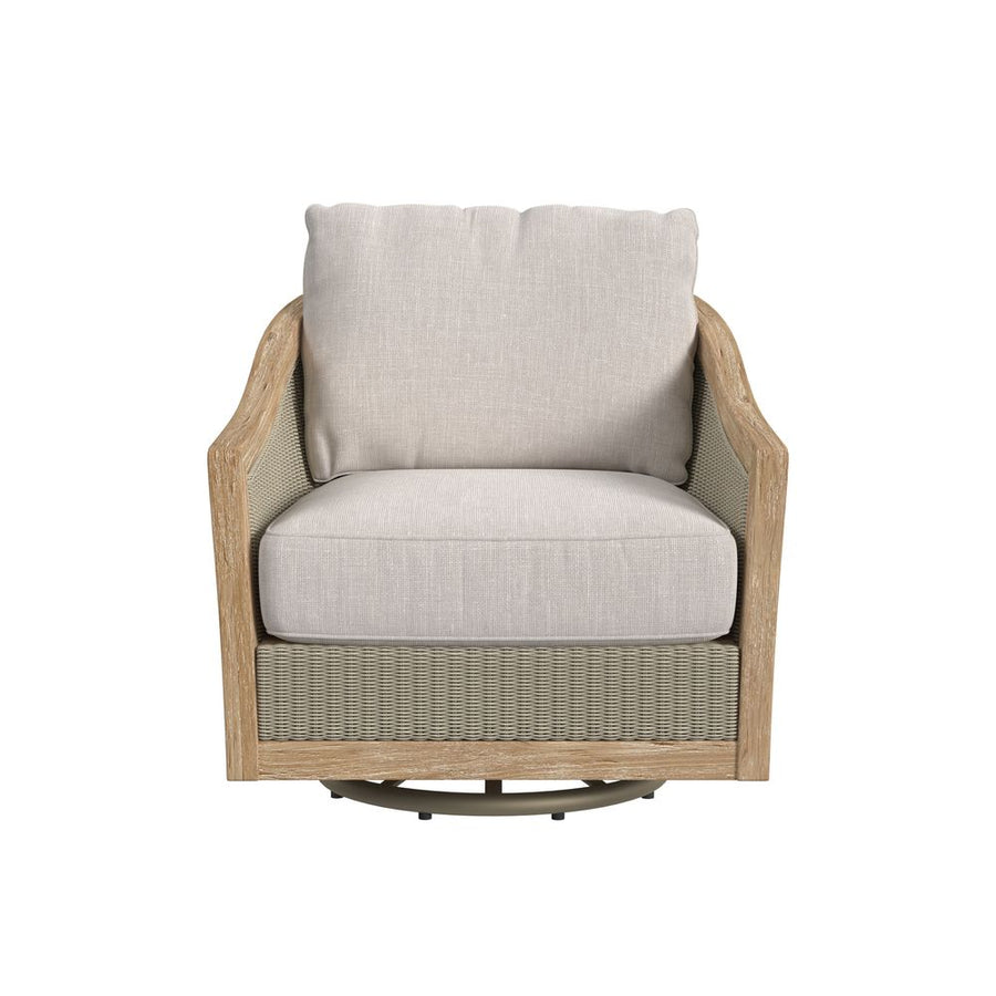 Outdoor Lounge Chairs Cambria Swivel Club Chair in Canvas Canvas w/ Self Welt