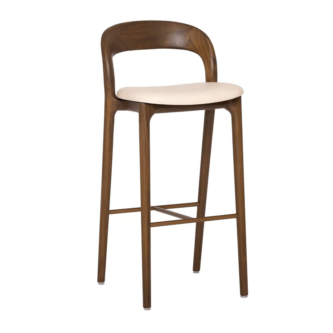 Interlude Felix Bar Stool in Classic Walnut with Grove vegan leather