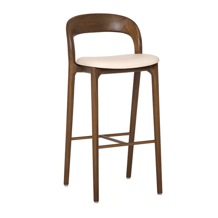 Interlude Felix Bar Stool in Classic Walnut with Grove vegan leather