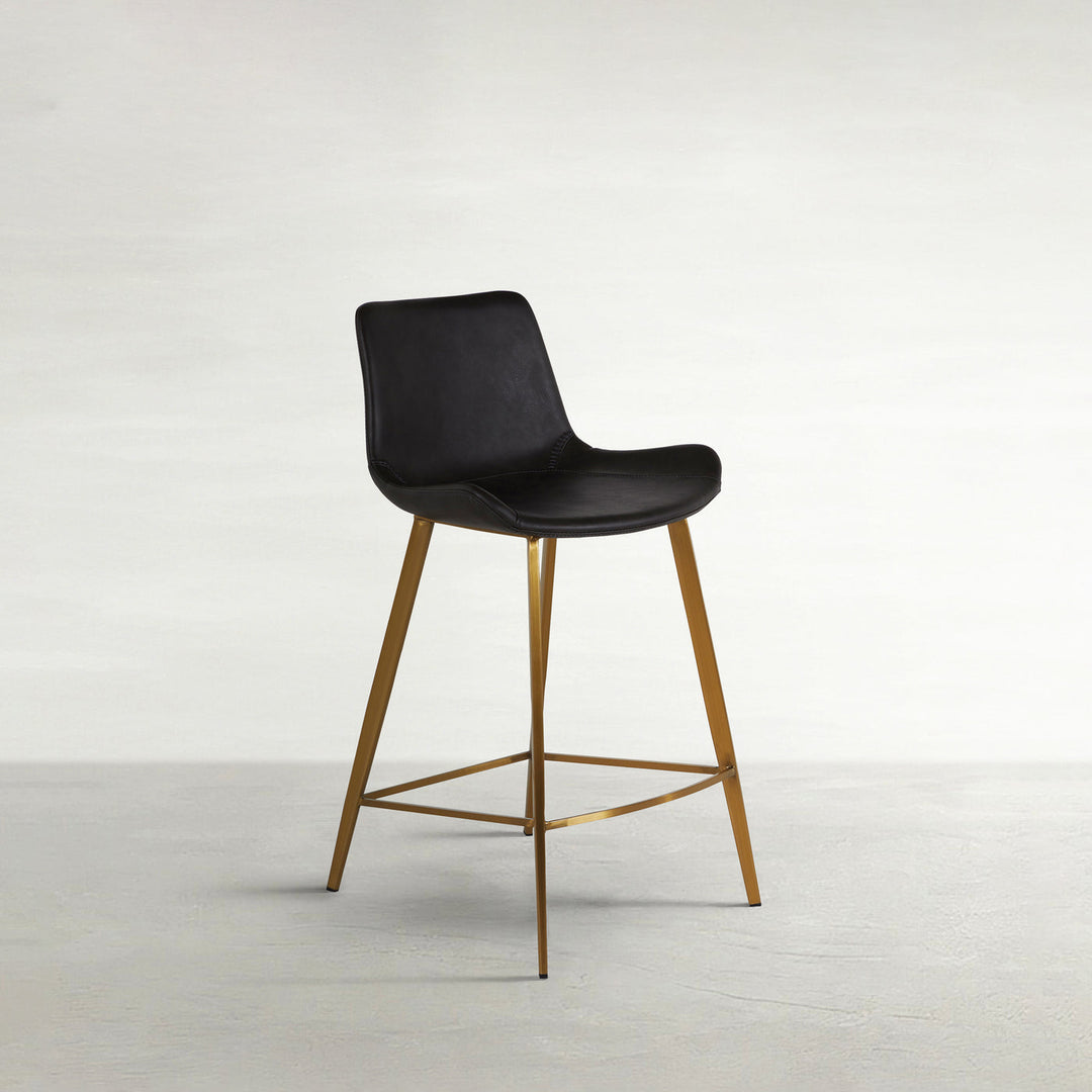 Gabby Hines Counter Height Stool in charcoal brown with gold frame