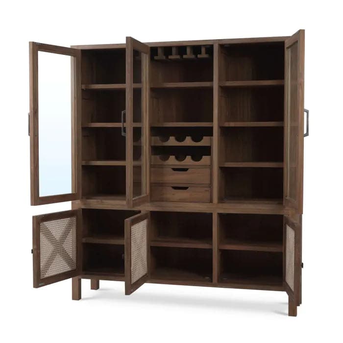 Silvia Reclaimed Teak Wine Cabinet-Bramble-BRAM-85056TSW-RNAT-Bookcases & Cabinets-2-France and Son