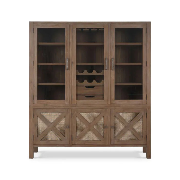 Silvia Reclaimed Teak Wine Cabinet-Bramble-BRAM-85056TSW-RNAT-Bookcases & Cabinets-1-France and Son