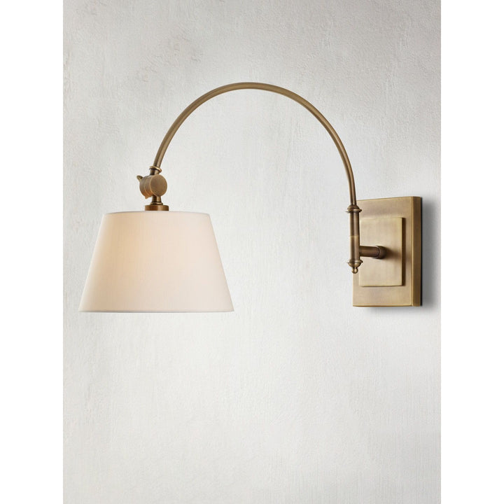 Ashby Brass Swing-Arm Wall Sconce, White Shade