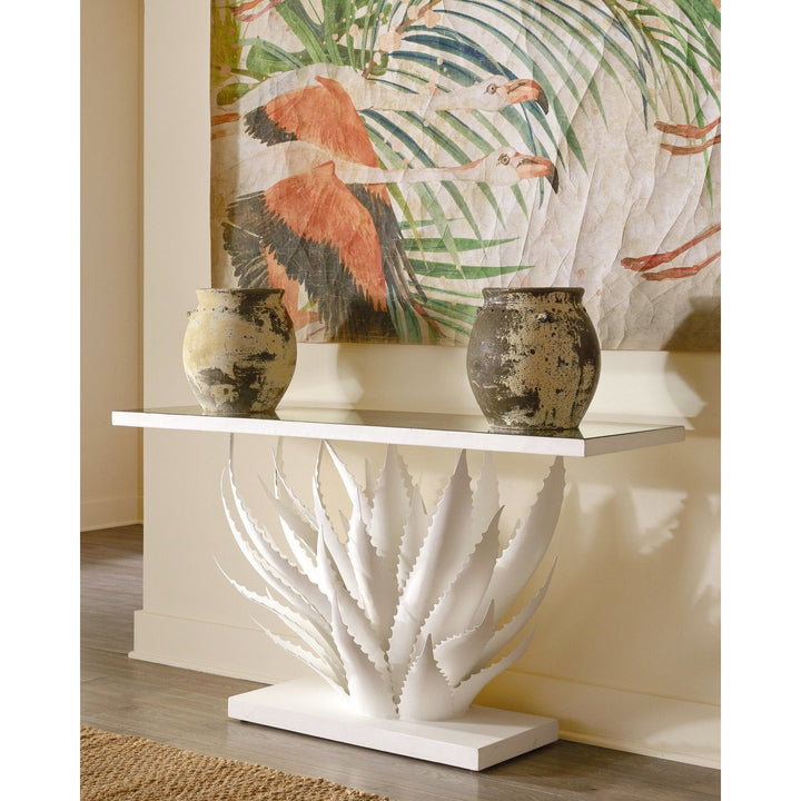 Agave White Console Table