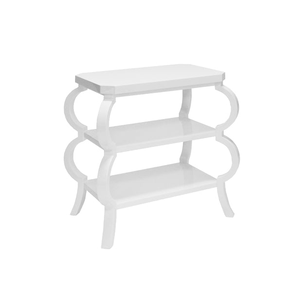 Side Tables Olive - Three Tier Side Table In White Lacquer