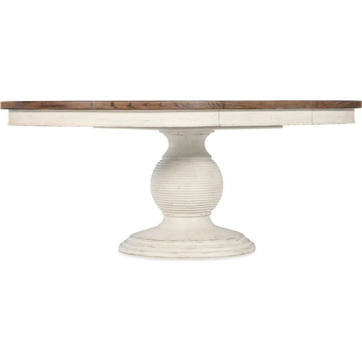 Americana Round Pedestal Dining Table with 1-22in Leaf - Whites/Creams/Beiges
