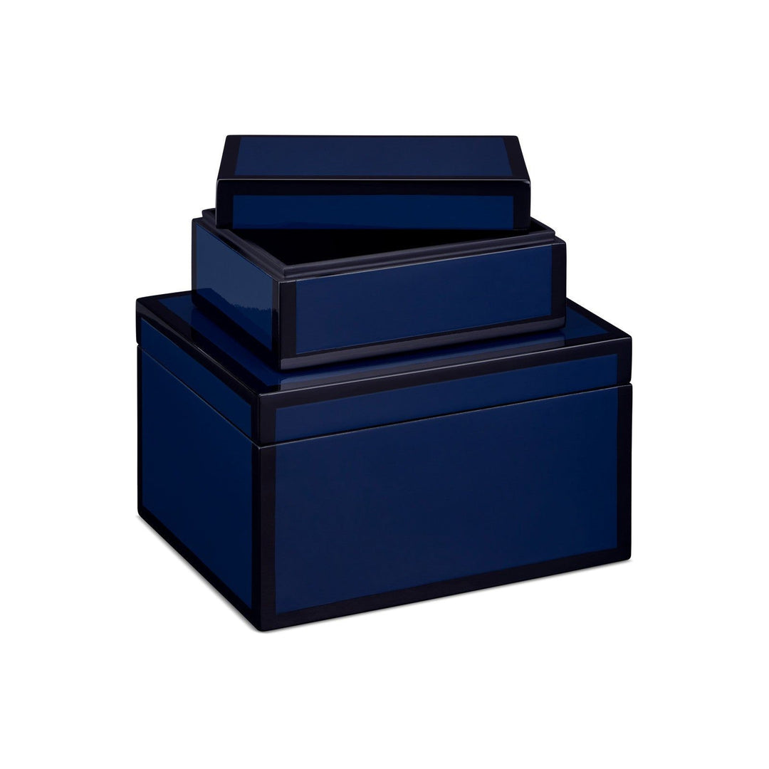 Navy Lacquer Box Set of 2