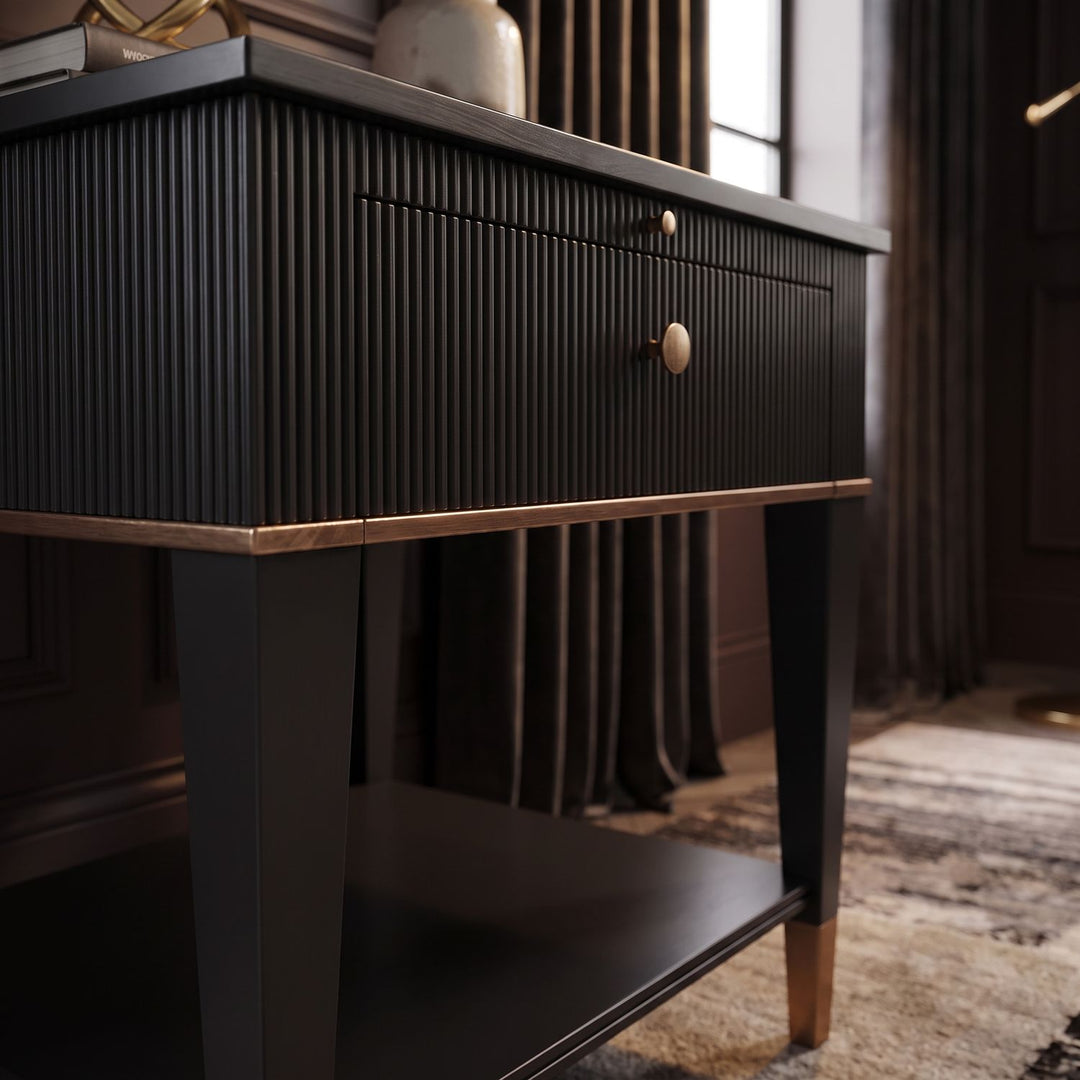 Boulevard Drawer End Table — Raven Black