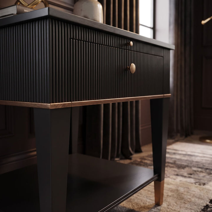 Boulevard Drawer End Table — Raven Black