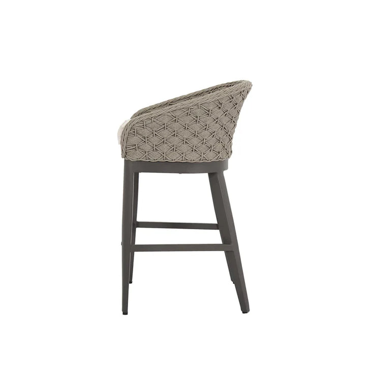 Outdoor Bar Stools Marbella Barstool in Echo Ash w/ Self Welt