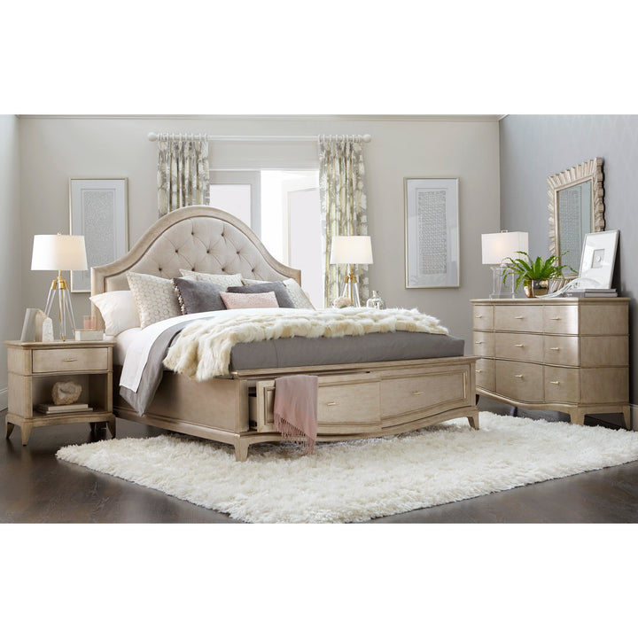 Starlite Queen Upholstered Panel Bed with Storage - Silver