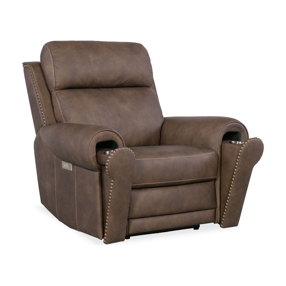 Summit Power Recliner with Power Headrest & Lumbar - Dark Brown