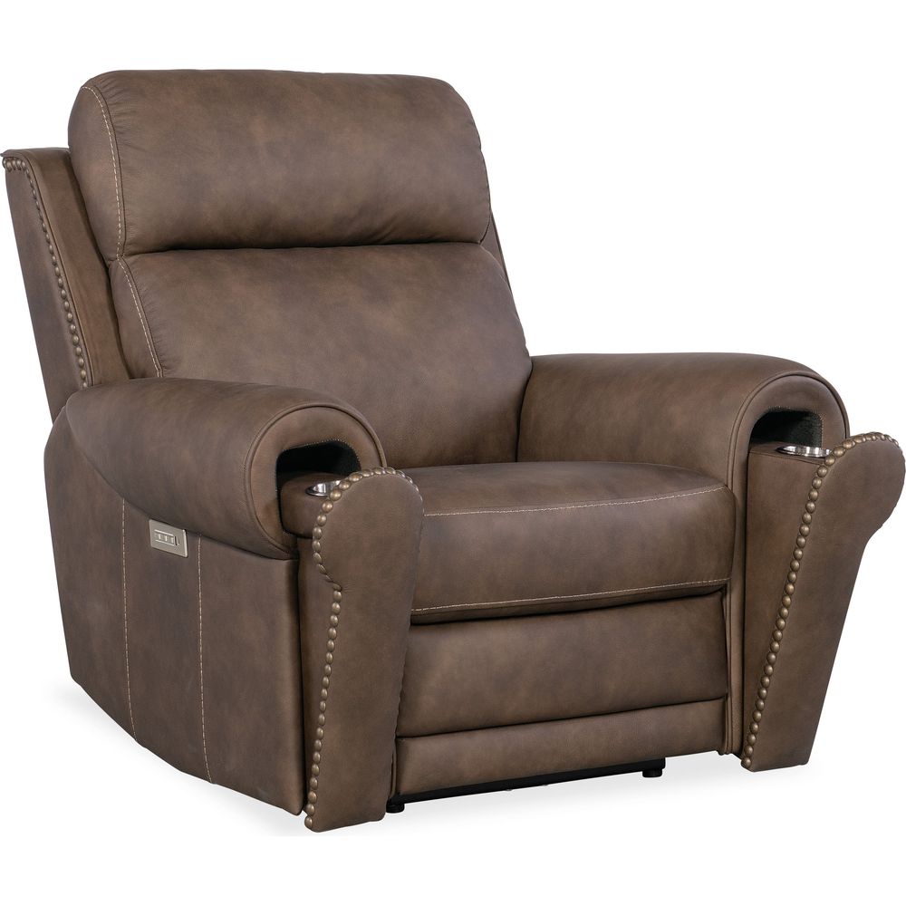 Lounge Chairs: Recliners Duncan Power Recliner with Power Headrest & Lumbar - Dark Brown