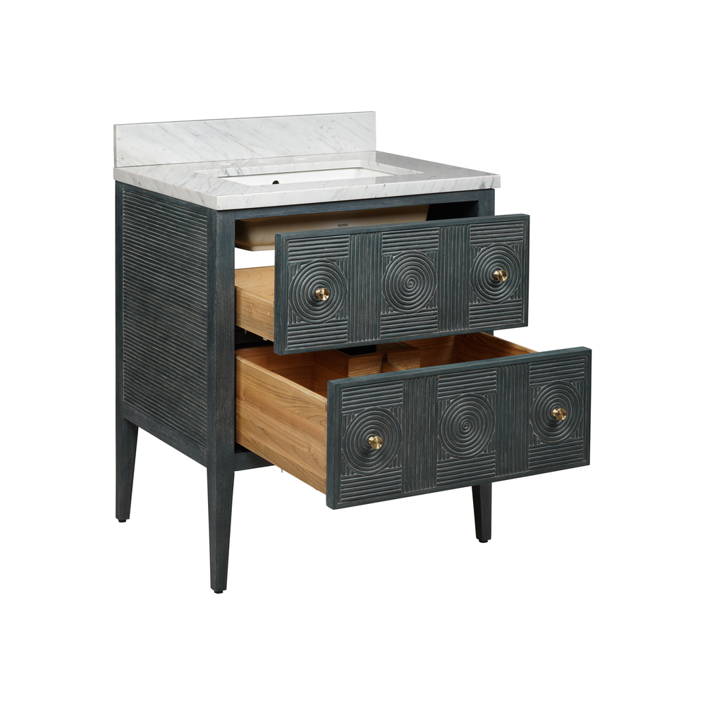 Santos 28" Vintage Navy Vanity with Rectangular Undermount Sink
