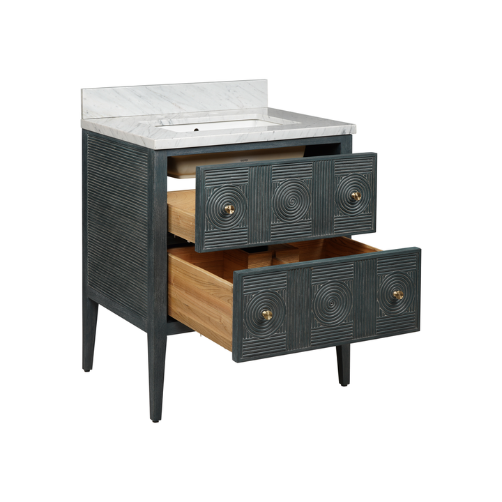 Santos 28" Vintage Navy Vanity with Rectangular Undermount Sink