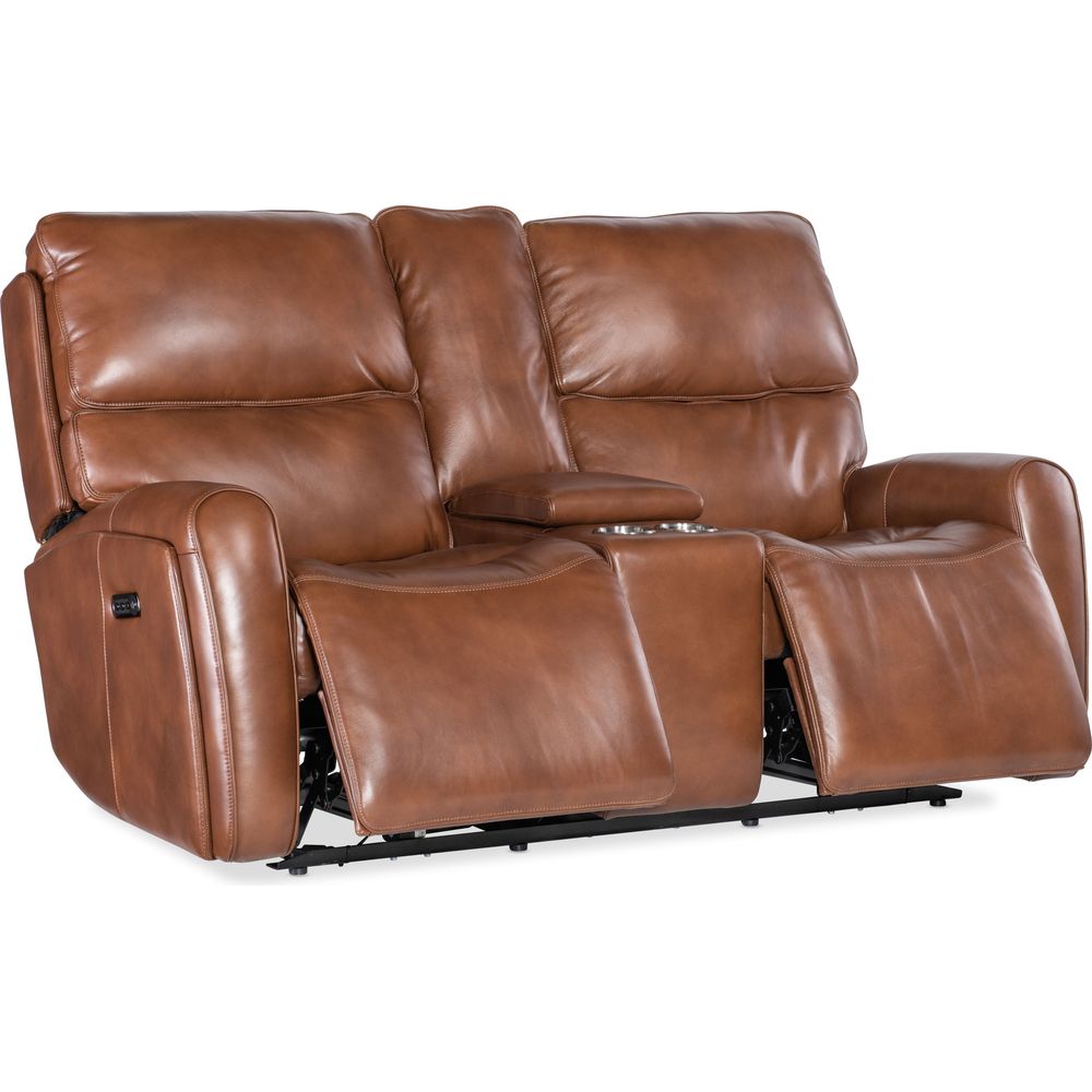Sofas: Recliners Crosby Zero Gravity Power Console Loveseat with Power Headrest and Lumbar - Brown