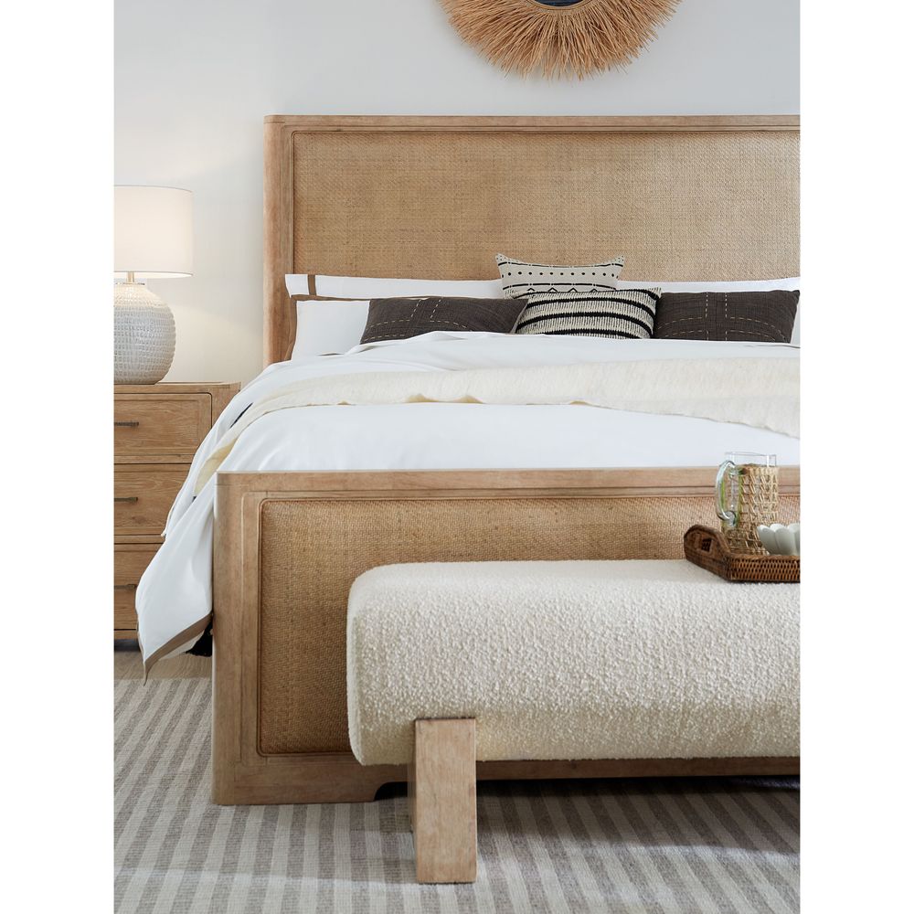Solace King Cane Panel Bed - Light Wood