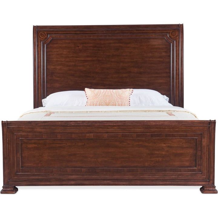 Beds Charleston Queen Sleigh Bed - Dark Wood