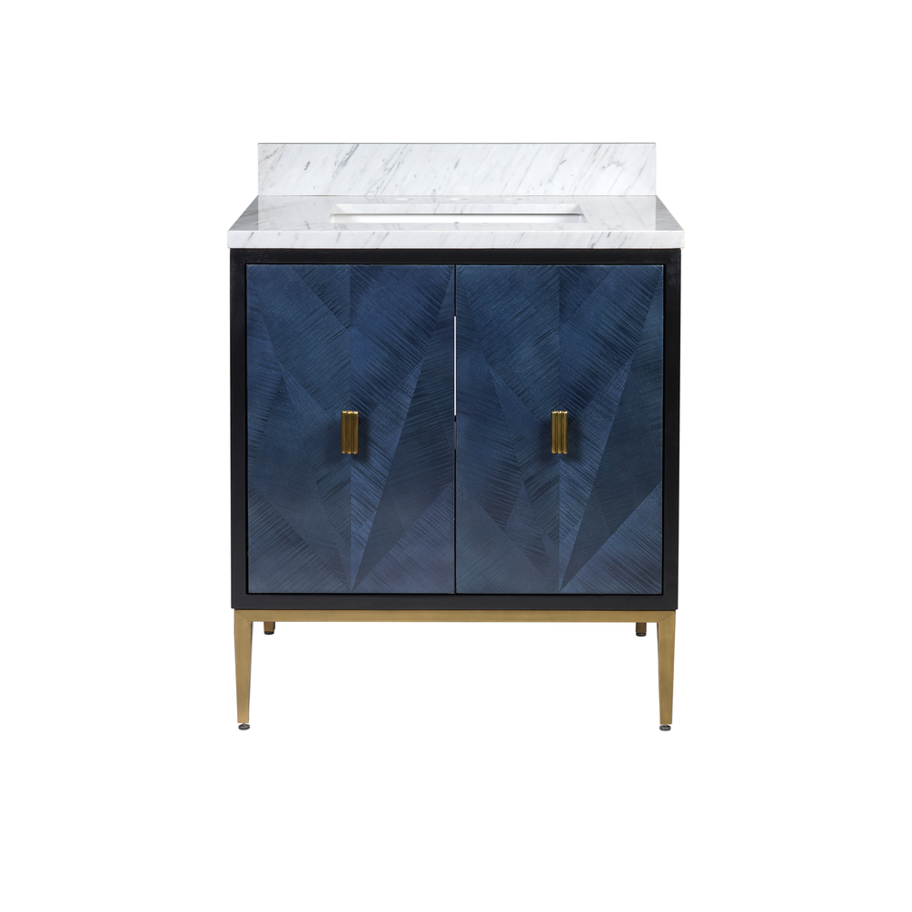 Vanities Kallista 30" Blue Vanity with Rectangular Undermount Sink