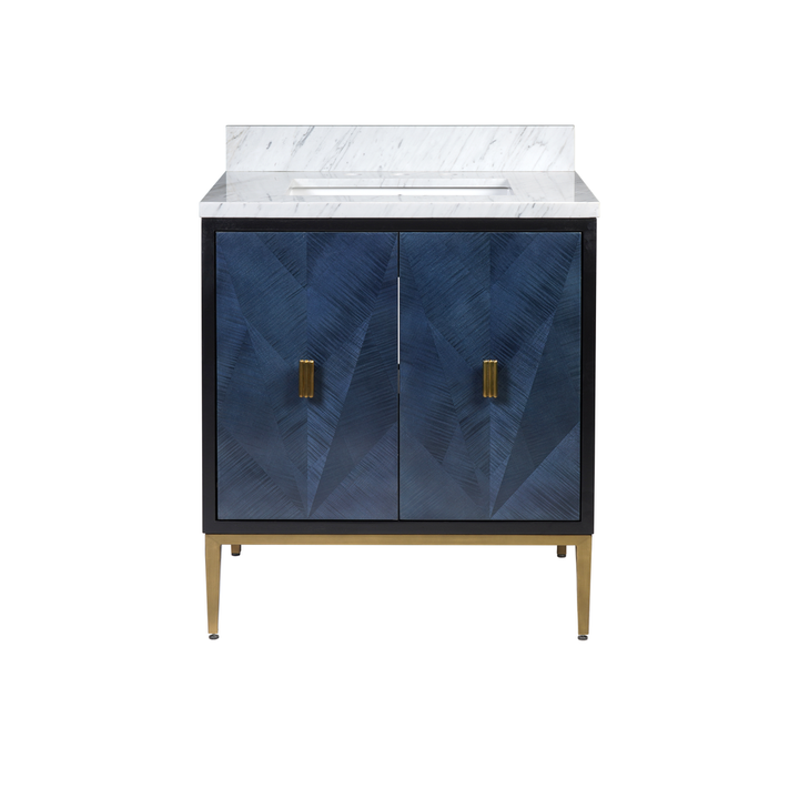 Vanities Kallista 30" Blue Vanity with Rectangular Undermount Sink