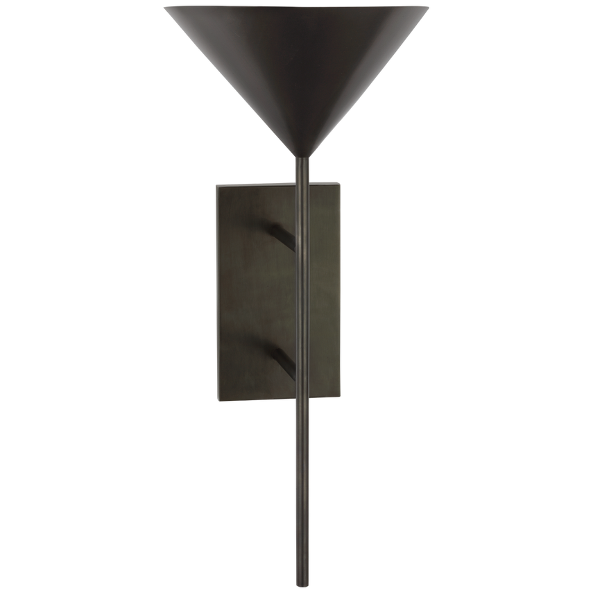 Orla Medium Uplight Sconce-Visual Comfort-PCD 2202BZ-Wall LightingBronze and Clear Wavy Glass with Linen Shade-1-France and Son