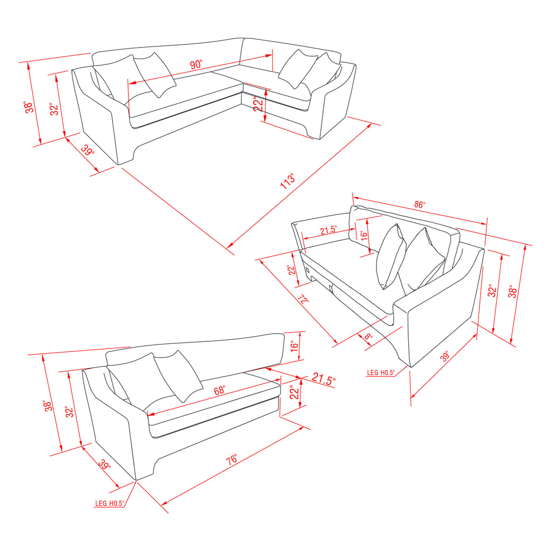 Purcel Corner Sectional - Teal Green