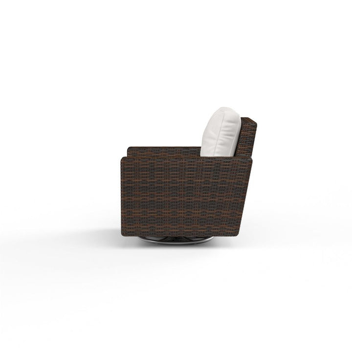 Outdoor Lounge Chairs Montecito Swivel Rocker Club Chair in Canvas Flax w/ Self Welt