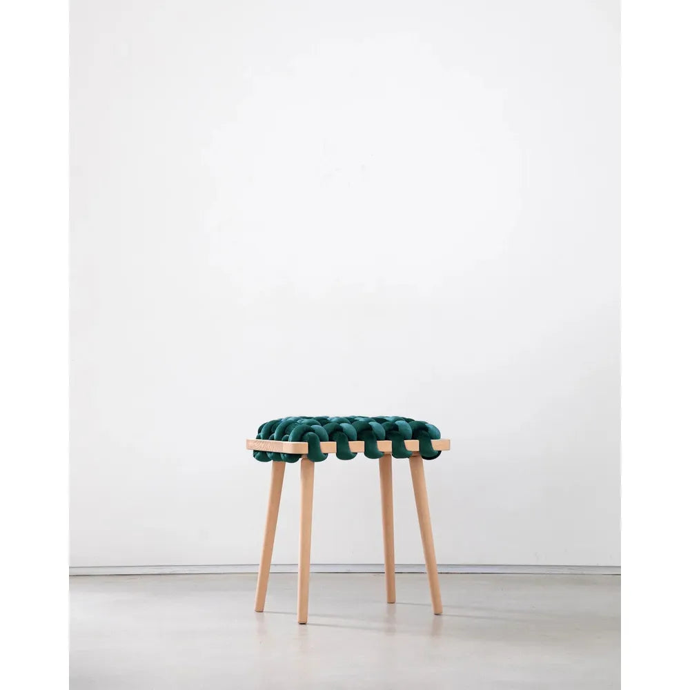 Stools & Ottomans Petrol Velvet Woven Stool