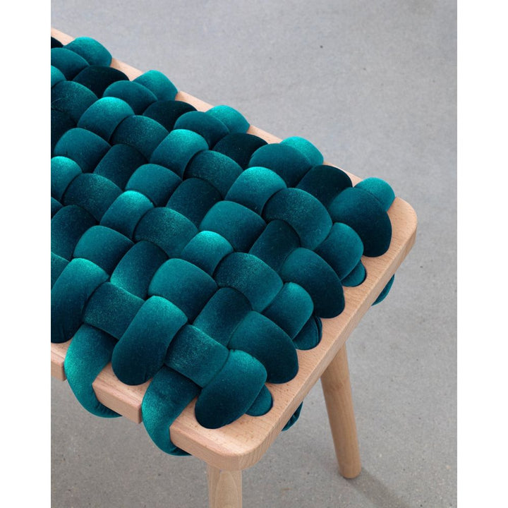 Stools & Ottomans Petrol Velvet Woven Stool