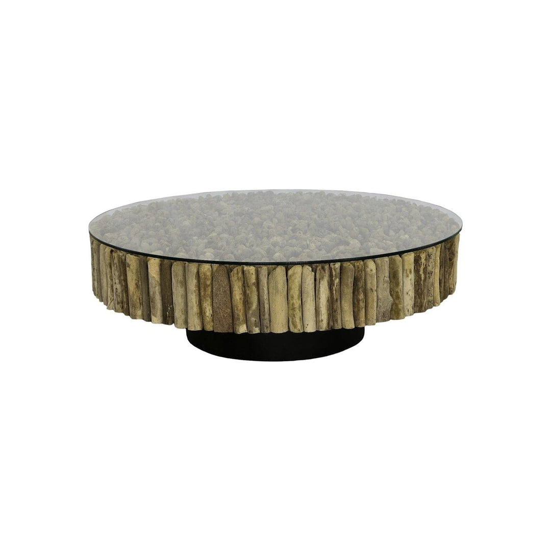 Manhattan Coffee Table - Round - with Glass-Phillips Collection-PHIL-PH112234-Coffee Tables-1-France and Son
