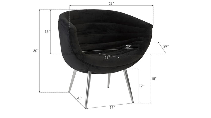 Nouveau Club Chair - Black - Stainless Steel Legs-Phillips Collection-PHIL-PH93141-Chair-6-France and Son