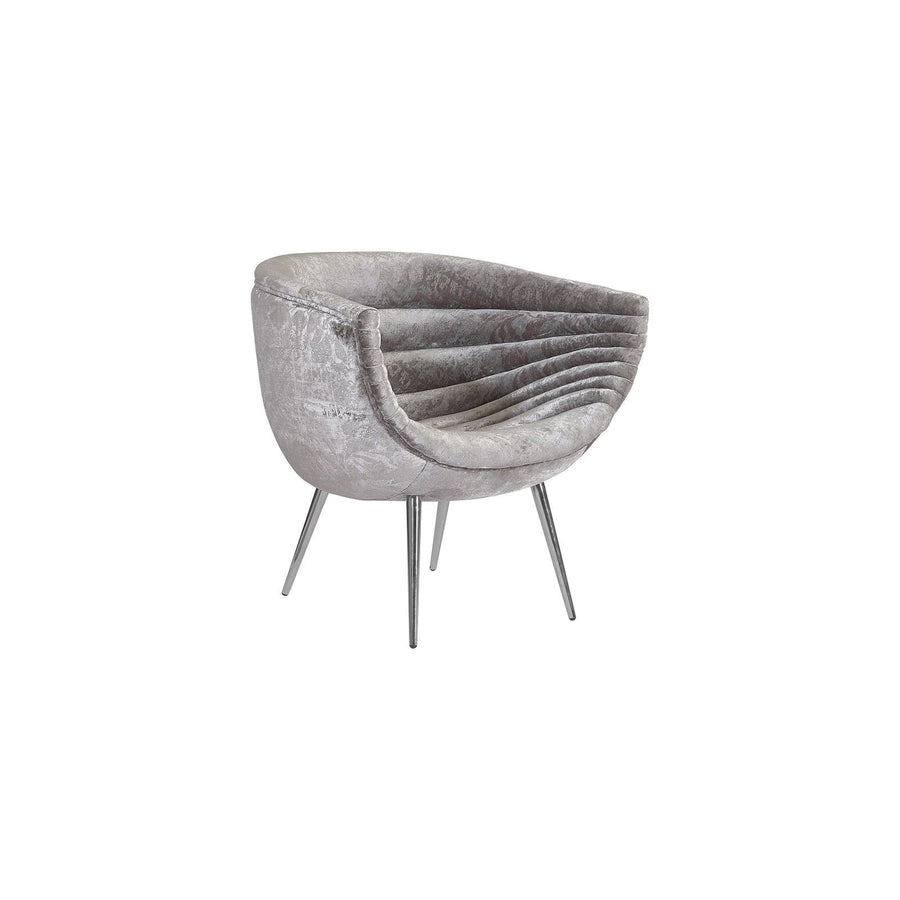 Nouveau Club Chair - Gray Crushed Velvet Fabric - Stainless Steel Legs-Phillips Collection-PHIL-PH99963-Lounge Chairs-1-France and Son
