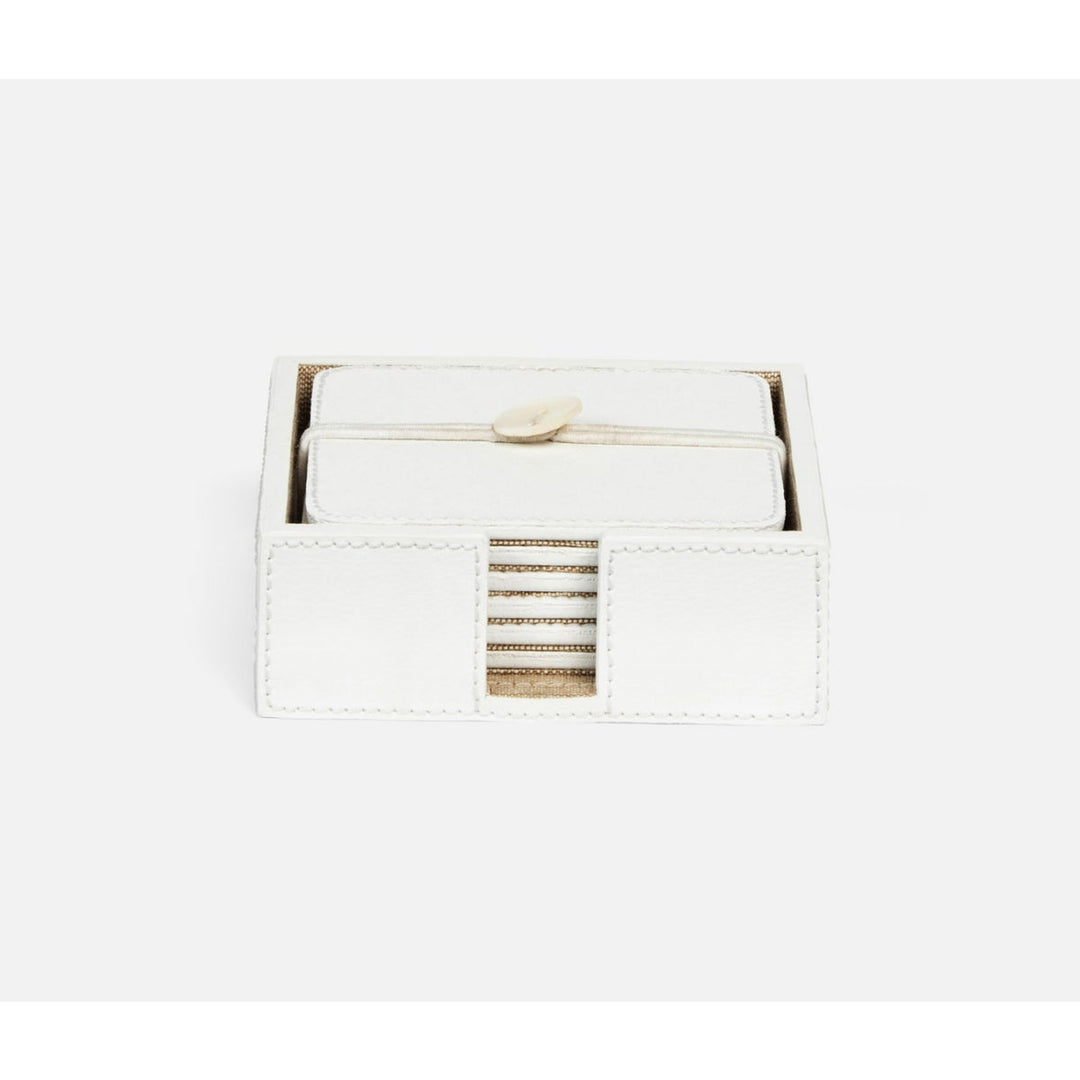 Brisbane Bright White Coasters Set Of 6 Square Marine Leather