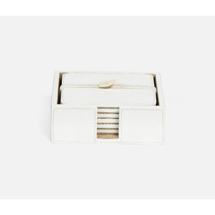 Brisbane Bright White Coasters Set Of 6 Square Marine Leather