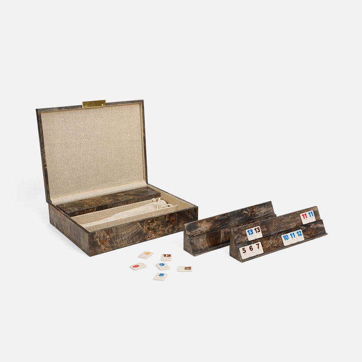 Windsor, Ash Gray, Rummy Tile Game Set, Mappa Burl